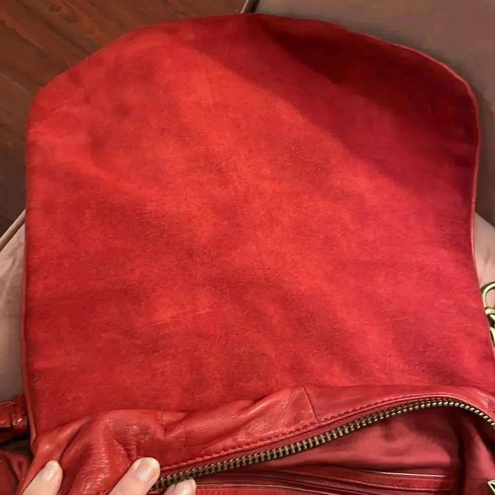 Cynthia Rowley red vintage hobo satchel crossbody bag purse